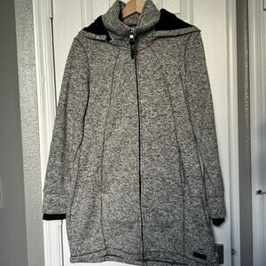 Calvin Klein Performance Longline Zip Hoodie Sweater Coat Gray L